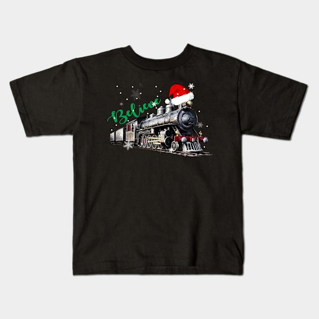 Christmas North Pole Polar Express All Abroad Xmas Santa Train Kids T-Shirt by Kardio